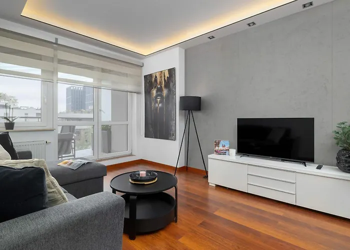 Modern With Desk And Balcony By Renters Apartment *